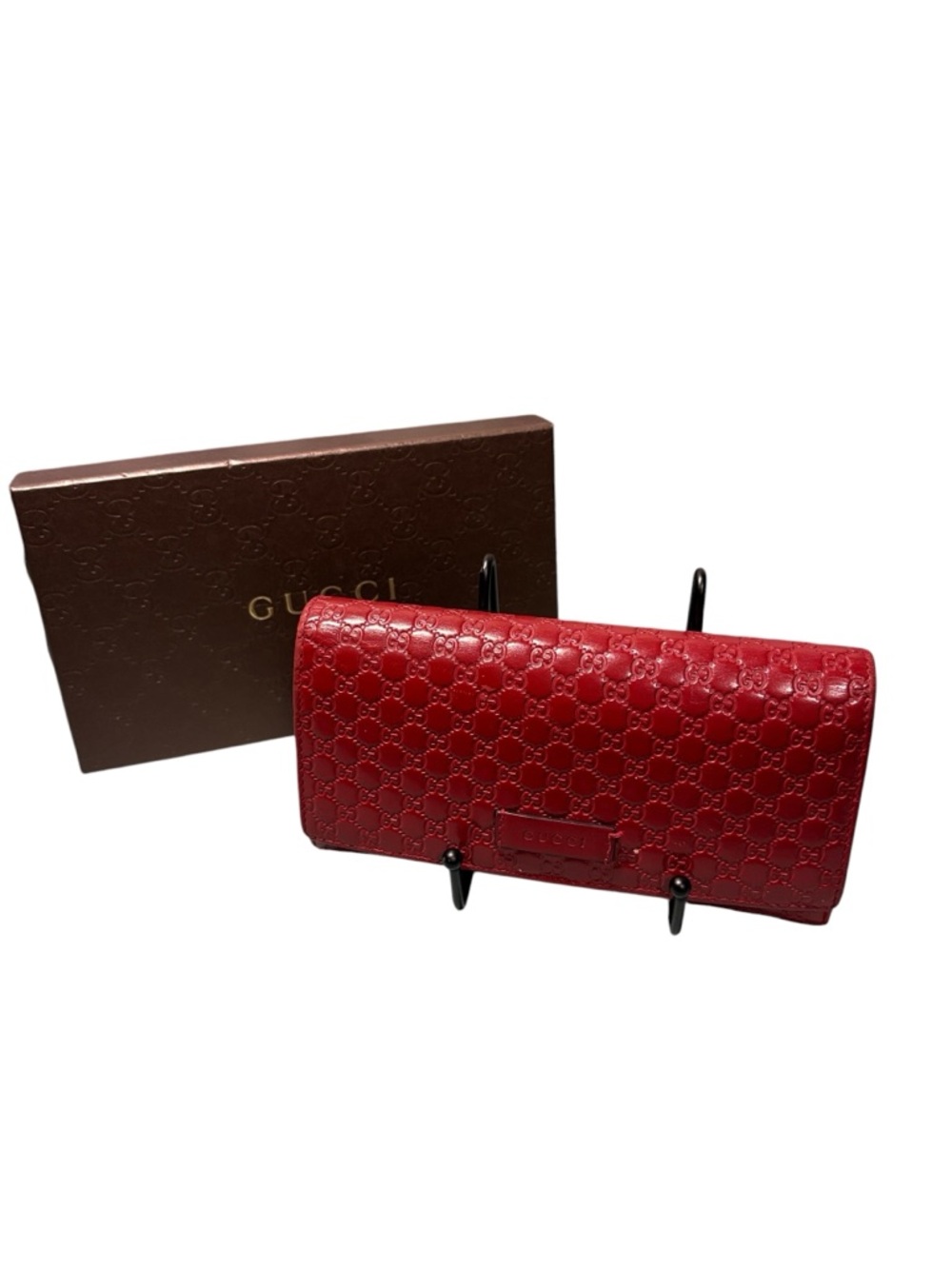Gucci Microguccissima Soft Margaux Continental Wallet Cherry Red Leather Box